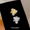 Anillo abierto de oro real de 18k bañado en circonita, forma de gota de agua y flor, simple, elegante, anillo de dedo índice de alta gama, anillo de nuevo diseño