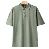 Novo Modelo 2026 Camisa Polo de Manga Curta em Algodão Lavado 240g com Lavagem Vintage e Efeito Flocos de Neve, Tamanho de Exportação Europeu