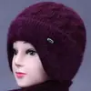 Invierno Nuevo Estilo Sombrero de Lana para Mujer Sombrero para Personas de Mediana Edad y Mayores Cálido Plus Terciopelo Engrosado Sombrero de Punto Estilo Mamá Impermeable de Algodón