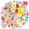 50 Piezas de Pegatinas de Dibujos Animados Estilo Graffiti de Cono de Helado de Macarrón, Pegatinas Pequeñas con Asa Fáciles de Arrancar para Decoración de Diario