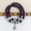 Pulseira Transparente de Cristal Anti-Ametista Círculo Único Pulseira de Círculos Múltiplos Círculo Duplo Qi Roxo Donglai Joias para Venda por Atacado em Lives Transfronteiriças