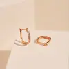 Aretes de Plata Esterlina con Diseño de Nicho de Moda Nueva 2025 en Forma de U para Mujer, Aretes Elegantes de Tendencia, Aretes de Diamantes Simples y Compactos