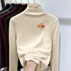 Ropa interior de felpa para niñas Otoño Invierno Nuevo Estilo Cuello medio alto fruncido Elegante Cálido Top interior para niños medianos y grandes Manga larga