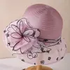 Chapéu Elegante de Organza Elegante Chapéu Fresco de Primavera e Verão Feminino Chapéu de Pescador Versátil Cartola de Mãe Chapéu Protetor Solar Chapéu de Sol