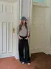 Calça casual de corte tridimensional de cintura média a alta, tendência 2026, estilo workwear, perna larga para mulheres no outono, com caimento solto e fluido.