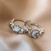Anillo de luna y estrella azul glaciar, de lujo, de alta gama, con luz de nicho, para novia, combinable, abierto y distintivo para mujer.