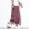 Calças Casuais Xadrez Estilo Japonês 2025 para Homens, Estilo Chinês de Verão, Calças Cropped Plus Size, Calças Lanternas Largas Soltas para Homens