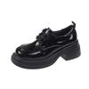 Comercio Exterior Nuevo Otoño Cuero Cuero Suave Cordones Versátil Estilo Británico Zapatos de Cuero para Mujer Suela Gruesa Aumento de Altura Zapatos Casuales para Mujer
