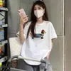Camiseta de Hombro Manga Corta Perro Dachshund Azul de Verano Xizang para Mujer Verano Holgada Diseño de Manga Media 2025 Elegante