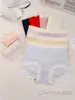 Calcinha Feminina Caitian 16233 Tamanho Grande Modal Macia Alta Elasticidade Respirável Cintura Alta Leve Renda Grafeno
