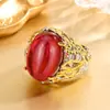 2025 Nueva Joyería Zhuangshengsheng Base de Cobre Chapado en Oro Imitación Piedra de Gema de Color Liso Anillo Hueco con Forma de Huevo Piedra 13*18