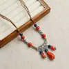 Collar de Cerámica de Jingdezhen con Forma de Pez Caperucita Roja Nuevo Estilo Chino Estilo Étnico Cadena Larga de Lana de Cerámica Accesorios de Estilo Antiguo para Mujeres