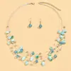 Colar e brincos femininos de temperamento multicamadas mistos com concha de cristal de moda transfronteiriça Europa e Estados Unidos (terno)