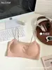 Alças de Ombro com Glitter Fino Minimalista, Costas Bonitas Sem Costura, Lingerie com Borda Ondulada, Push-Up para Seios Pequenos, Top Tubo Anti-Exposição, Sutiã Fino Confortável