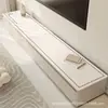 Alfombrilla de cuero para aparador del hogar, borde blanco y negro, resistente a los arañazos, resistente al desgaste, mantel lavable, alfombrilla protectora a prueba de polvo para mueble de TV y zapatero