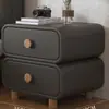 Mesita de noche tipo crema, mesita de noche de madera maciza y cuero para dormitorio, simple, moderna, minimalista, no requiere instalación, pequeño mueble de almacenamiento