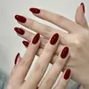 Uñas postizas de color sólido rojo cereza, tipo parche, simples, combinan con todo, color vino tinto