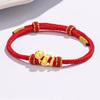 Pulsera Zodiaco Serpiente de la Fortuna con Cuentas Envueltas en Plata de Oro Puro 999 Jiu Fengxiang, Pulsera de Hilo Rojo para el Año Zodiacal de Uno