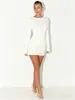 Vestido Social Elegante Bodycon de Manga Longa Slim-Fit Cross-Border 2025 com Barra de Babado de Lantejoulas