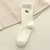 Meias Bordadas para Mulheres, Meias de Lã Australiana de Cano Médio, Engrossadas, Fofas, Forradas com Lã, Meias Brancas Puras para Dormir, Meias Quentes e Fofas para Chão Pós-Parto