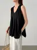 Camisa Chaleco Negro Irregular Estilo Coreano Verano 2025 Camisa Estilo Francés con un Diseño Único