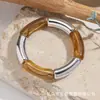 Moda Novo Tubo Curvo Contas de Bambu Resina Degradê Colorido Pulseira Verão Design Dopamina Pulseira Simples