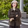 Colección de otoño estilo mamá: abrigo de lana moderno y elegante con cuello alto, perfecto para mujeres de mediana edad y mayores, un abrigo de lana elegante y chic para otoño e invierno