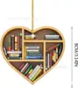 23 Novas Decorações de Natal Amantes de Livros Coração Decorações de Bibliotecário Penduricalhos para Carro Decorações para Casa