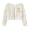 Cárdigan de punto para niña estilo coreano transfronterizo, cuello redondo, calado, protección solar, para aire acondicionado, fino, manga corta, venta al por mayor