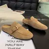 Mocasines Retro Perezosos de Media Piel 2026 Tendencia Otoño Gamuza Melard Suela Suave Aumentadores de Altura Estilo Birkenstock Zapatos para Mujer para Uso al Aire Libre