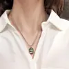 Collar Retro Chiba Que Puede Guardar Cosas Pequeñas para Mujer, Colgante de Bolsa de la Fortuna Abrible, Protección de Píldora de Néctar Pequeña de Plata Tailandesa y Cinabrio