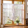 Cortina de Café Blanca Francesa Clásica Fresca de Tres Flores Cortina Parasol Encaje Ventana Abuhardillada Cortina Corta Divisor de Entrada Cortina Decorativa