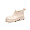 Zapatos de mujer de suela gruesa estilo coreano color caramelo para todas las estaciones sobrecalzado impermeable antideslizante tubo corto botas de lluvia de cara brillante sobrecalzado de mujer resistente al desgaste