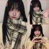 Bufanda Cuadros Linda 2025, Engrosada para Otoño e Invierno, Chal Dulce de Estudiante, Cálida y Versátil, Nuevo Calentador de Cuello Estilo Coreano