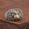 Anillo de Tigre Plata para Hombre Plata Tailandesa Retro Vivo Ajustable Hip-Hop Moderno para Hombre Punk Personalidad Dominante