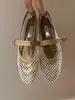 Primavera NUEVO punta redonda malla hueca hebilla Mary Jane de una sola capa zapatos para mujer cómodos bailarinas zapatos de red de pesca