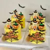 Decoración de Pastel de Halloween 2025 Calabaza Sombrero de Mago Osito Adornos Murciélago Telaraña Tarjeta de Halloween