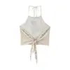 2025 Transfronterizo Aliexpress Más Vendido Ropa de Mujer al por Mayor Nuevo Top con Bordado Floral y Cuello Halter Z