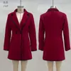 2025 Amazon Transfronterizo Europeo y Americano Nuevo Estilo Elegante Otoño e Invierno Abrigo de Lana de Longitud Media Ajustado Chaqueta de Lana