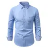 2026 Comercio Exterior Transfronterizo Moda Casual de Primavera y Otoño para Hombre Camisa de Manga Larga de Color Sólido con Cuello Estampado de Moda para Hombre