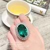 Anel de Pedra Preciosa Ovo de Pombo Esmeralda Zambiano com Sentimento Antigo Banhado a Ouro 18K Cor de Ovo de Tesouro Conjunto de Colar com Zircônia