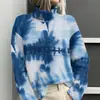 Estación Independiente de Amazon Temu Chaqueta Cardigan Suéter de Cuello Alto Estampado Abstracto Tie-Dye 3D para Mujer E127