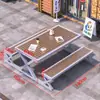 Juego Integrado de Mesa y Sillas para Exteriores para Plaza Comercial, Mesa y Sillas de Ocio para Patio, Parque al Aire Libre con Protección Solar, Mesa y Sillas de Comedor de Madera Plástica