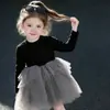Vestido de Menina para Primavera e Outono, Vestido de Bebê Estiloso, Vestido Infantil Moderno, Vestido Único Estilo Chanel com Tule Bufante de Princesa Fada Bolo