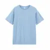 Camiseta de manga corta de algodón peinado de 180 g, unisex, estilo ligero de verano, color liso, cuello redondo, adecuada como capa interior o camiseta blanca casual