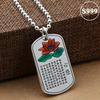 Venta al por mayor de fábrica joyería de plata para pies S999 Cadena de suéter para parejas de hombres y mujeres con colgante de collar vintage de plata de ley con Sutra del Corazón con gota de pegamento