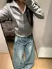 Jeans retro americanos de cintura alta con corte curvo para mujer, estilo primavera y otoño, diseño de alta costura, corte holgado, adelgazante, pantalones de pierna ancha con caída