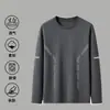 Camiseta masculina de manga comprida, estilo esportivo casual, gola redonda, camiseta de manga comprida estampada, camiseta masculina