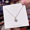 Lámpara Colgante Chapada en Oro Real de Cobre Lujo Seis Garras Zirconia Collar Moda Femenina Versátil Simple Accesorio de Gama Alta Dropshipping