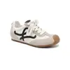 Zapatos de Entrenamiento Alemanes Retro de Cuero Genuino con Retazos Estilo Nuevo para Mujer Cordones Cruzados Casuales Deportivos Blancos Versátiles Zapatos Forrest Gump